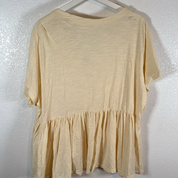 Amaryllis Cream Butter Yellow Slub Cotton Babydoll Top Button Details Size 2X - Picture 4 of 6